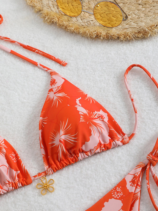 Blumenmuster Halterneck-Bikini