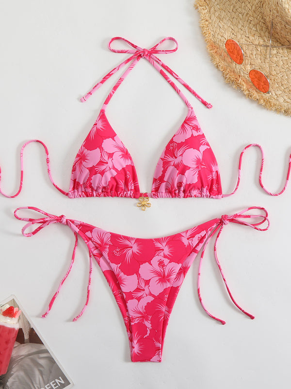 Blumenmuster Halterneck-Bikini