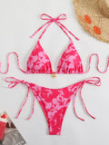 Blumenmuster Halterneck-Bikini
