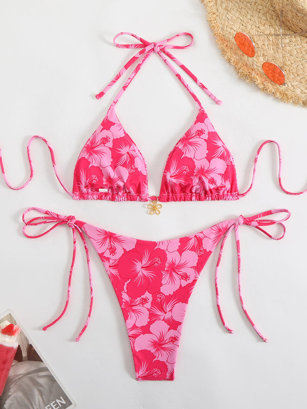 Blumenmuster Halterneck-Bikini