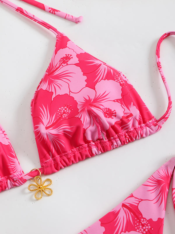 Blumenmuster Halterneck-Bikini