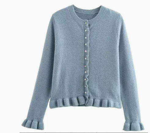 Schicker Herbst-Cardigan mit Rüschen für Frauen