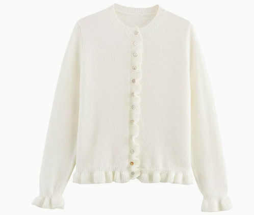 Schicker Herbst-Cardigan mit Rüschen für Frauen