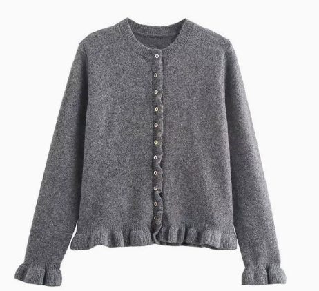 Schicker Herbst-Cardigan mit Rüschen für Frauen