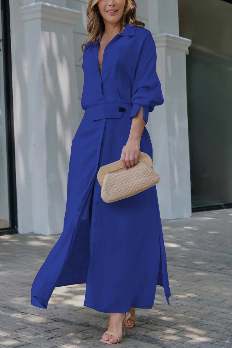 Klassisches Leinen-Maxi-Kleid