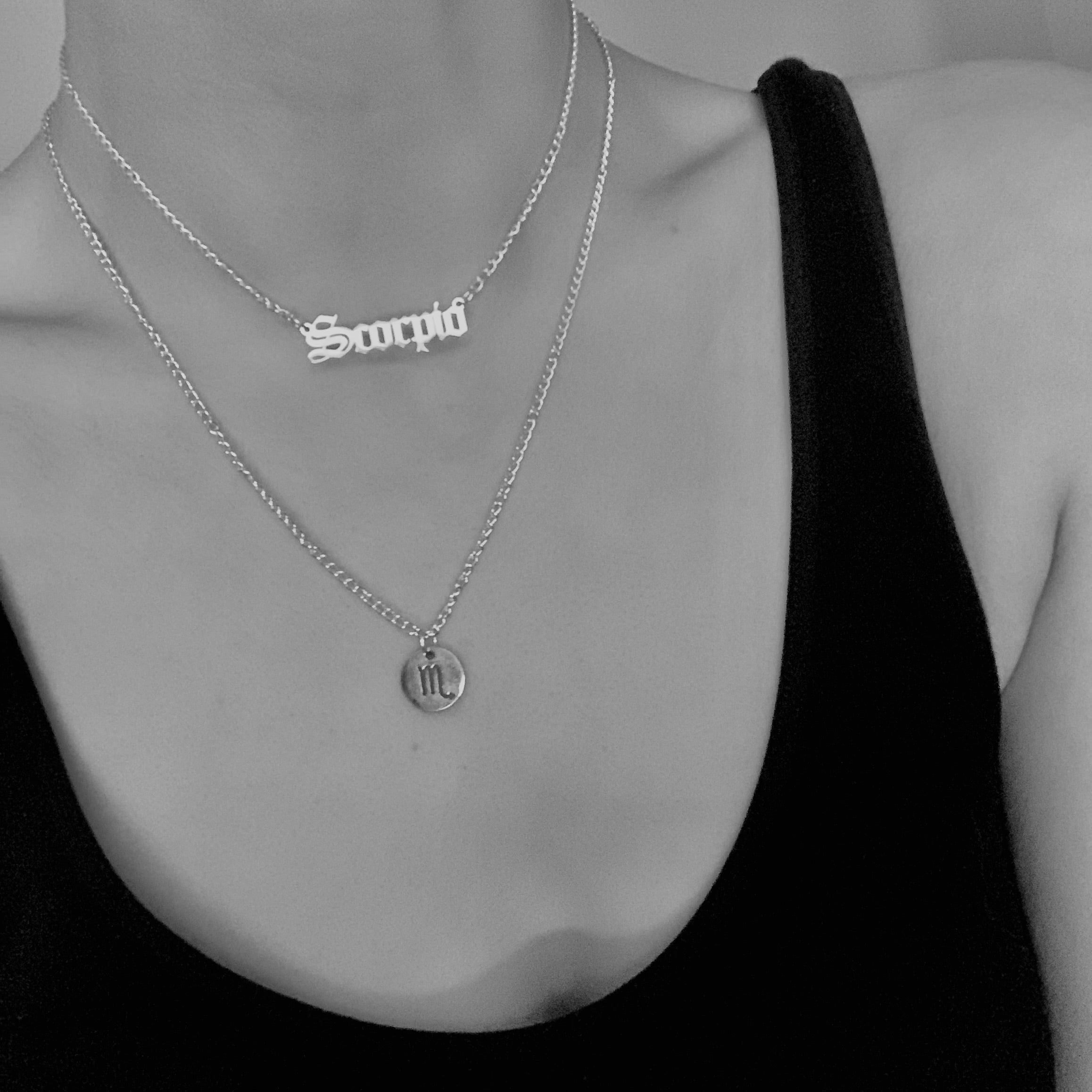 Zodiac-Zeichen-Namen Silber Halskette | Shop Nory