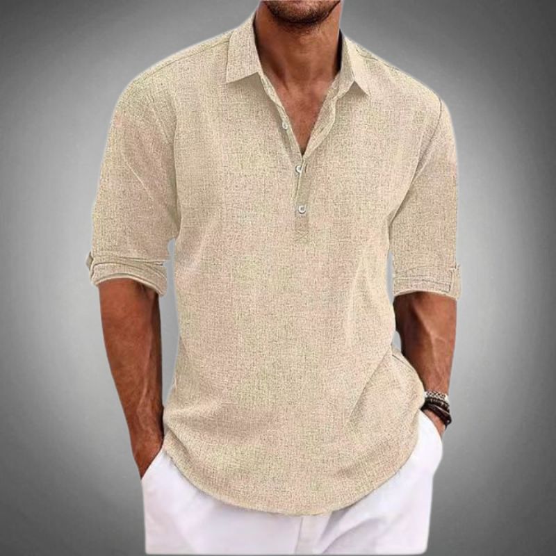 ShopNory | Herren Langarm-Poloshirt mit Knopfleiste