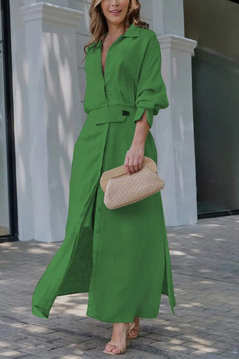 Klassisches Leinen-Maxi-Kleid