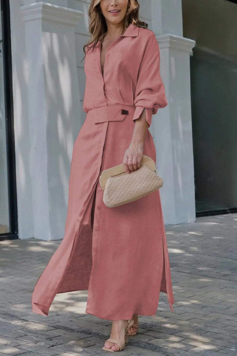 Klassisches Leinen-Maxi-Kleid