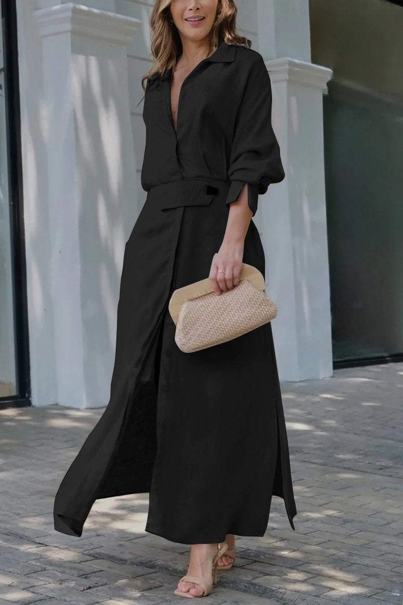 Klassisches Leinen-Maxi-Kleid