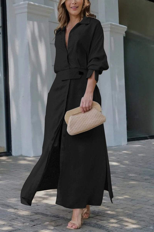 Klassisches Leinen-Maxi-Kleid
