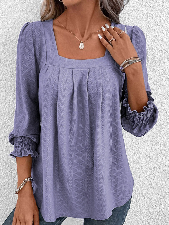 Baumwollbluse Mit Eckigem Ausschnitt