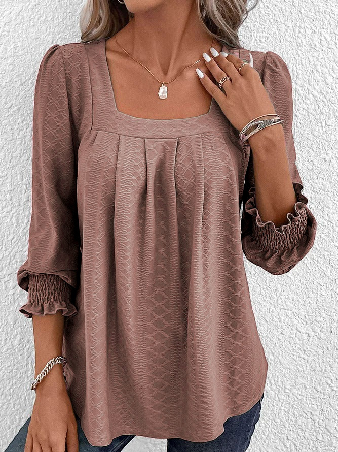 Baumwollbluse Mit Eckigem Ausschnitt