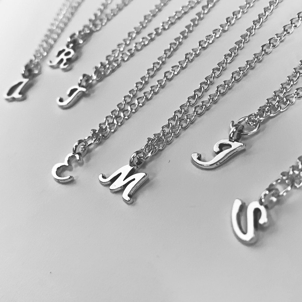 Silver Personalised Initials Necklace - Italics Script Alphabet | Shop Nory