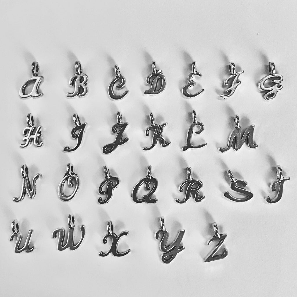 Silver Personalised Initials Necklace - Italics Script Alphabet | Shop Nory