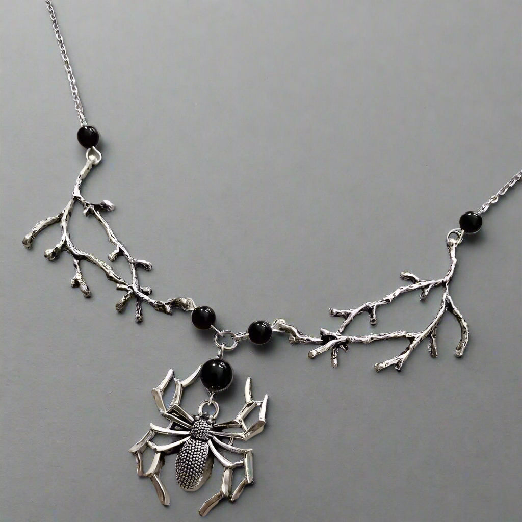 Gothic Spider Branches Silver Necklace | Shop Nory