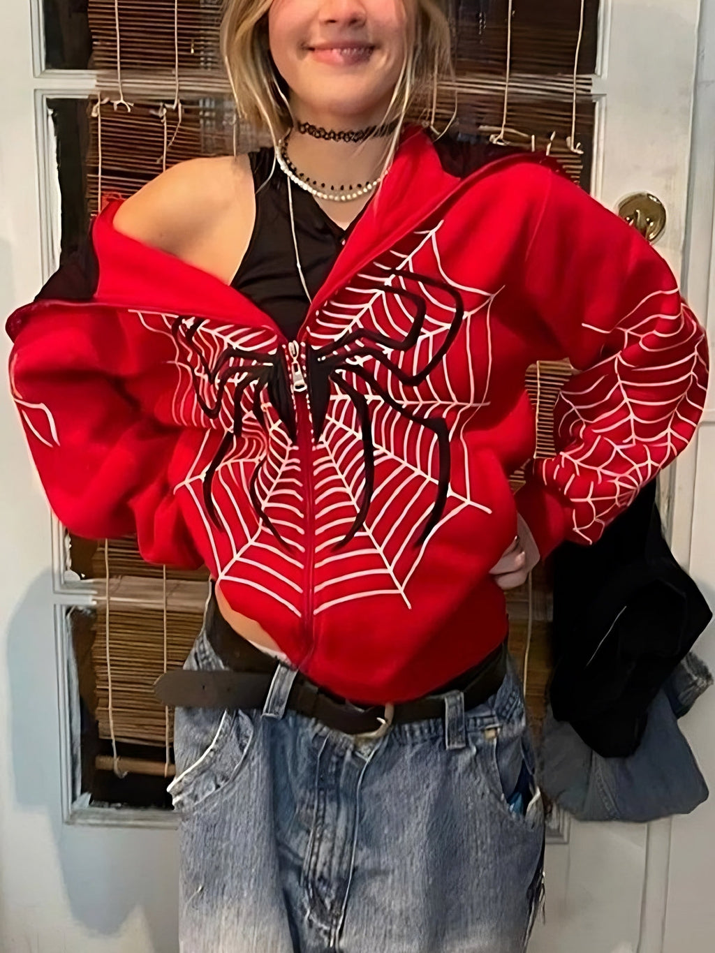 Hoodie mit Reißverschluss Und Spider-Logo