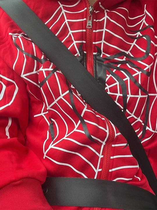 Hoodie mit Reißverschluss Und Spider-Logo