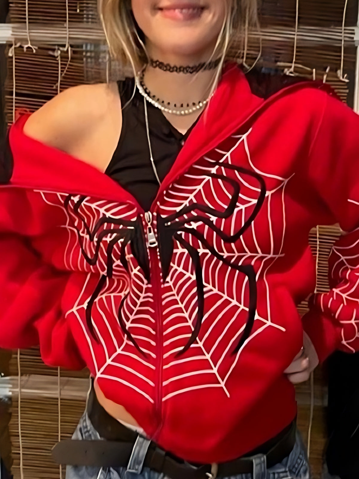 Hoodie mit Reißverschluss Und Spider-Logo