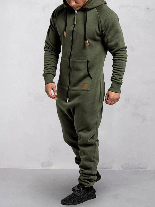 Jumpsuit Fleece Komfort Lässige Passform Kapuze Voller Reißverschluss Taschen