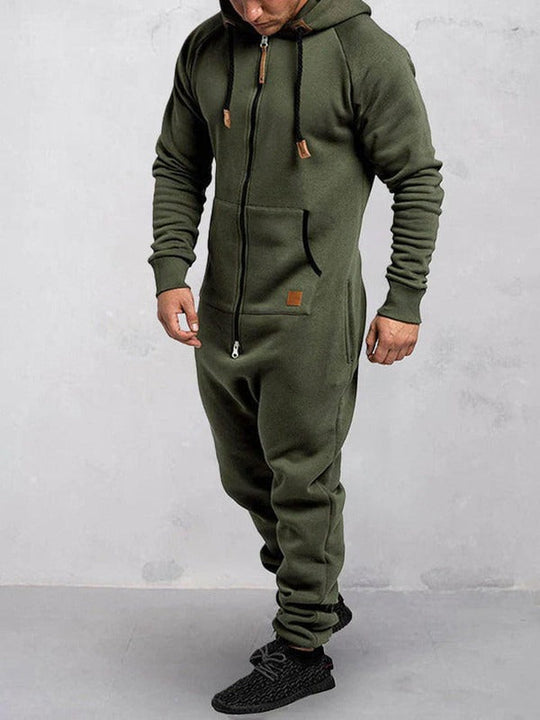 Jumpsuit Fleece Komfort Lässige Passform Kapuze Voller Reißverschluss Taschen