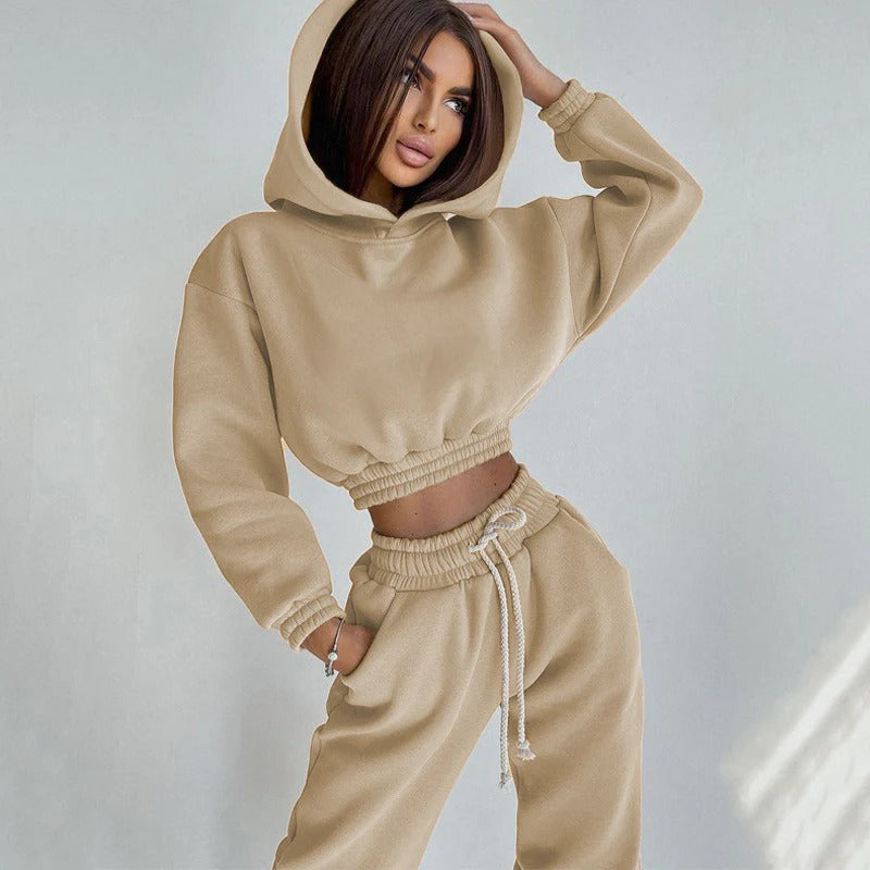 Shopnory | Lounge Kleid Lockere Passform Kurzer Kapuzenpullover Verstellbarer Kordelzugbund