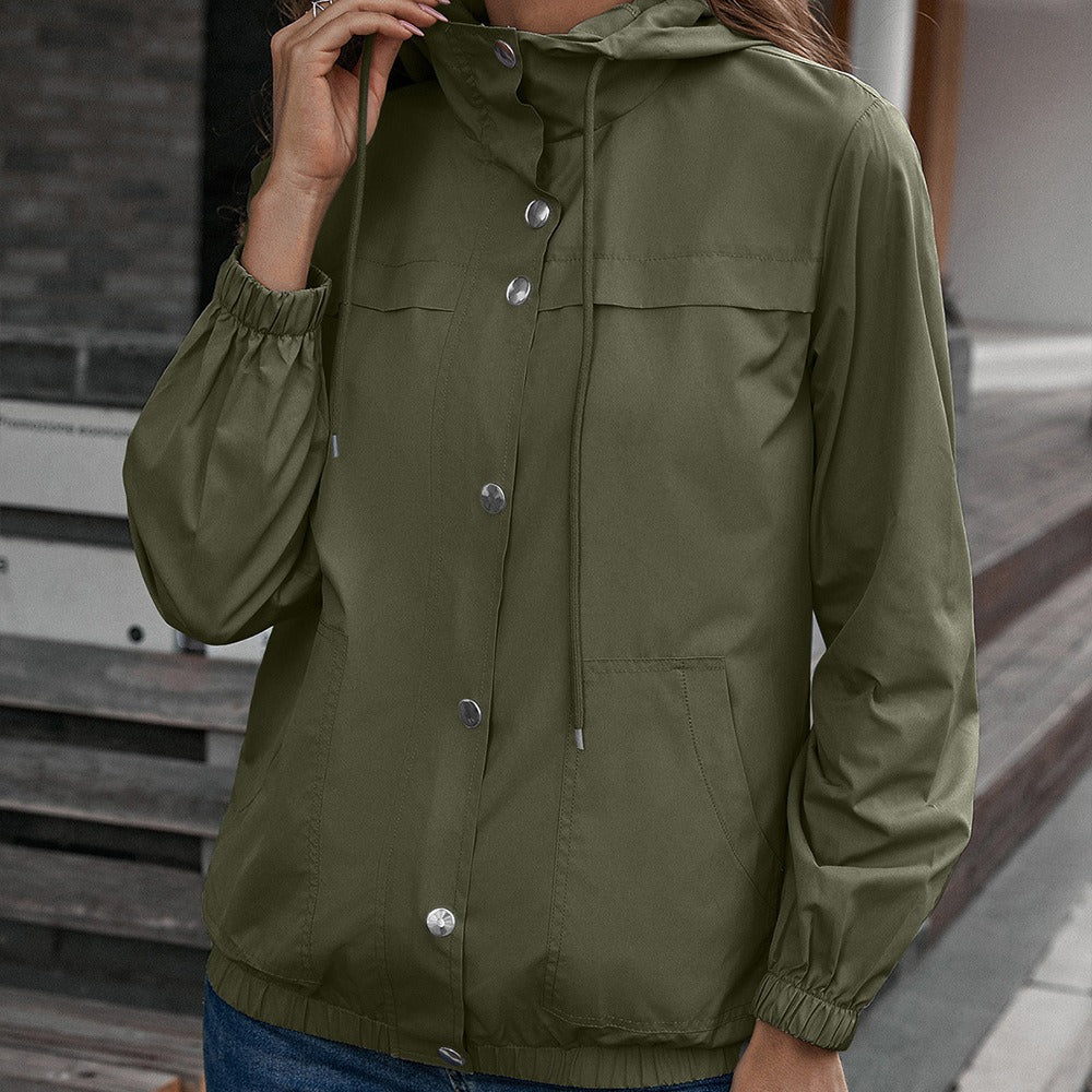 Regenjacke Wasserdicht Winddicht Lockere Passform Kapuze und Taschen