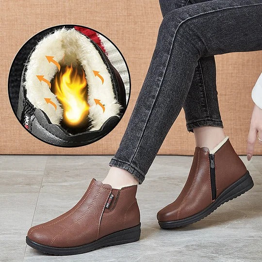 Modische Winterstiefel aus Leder mit Weicher Sohle