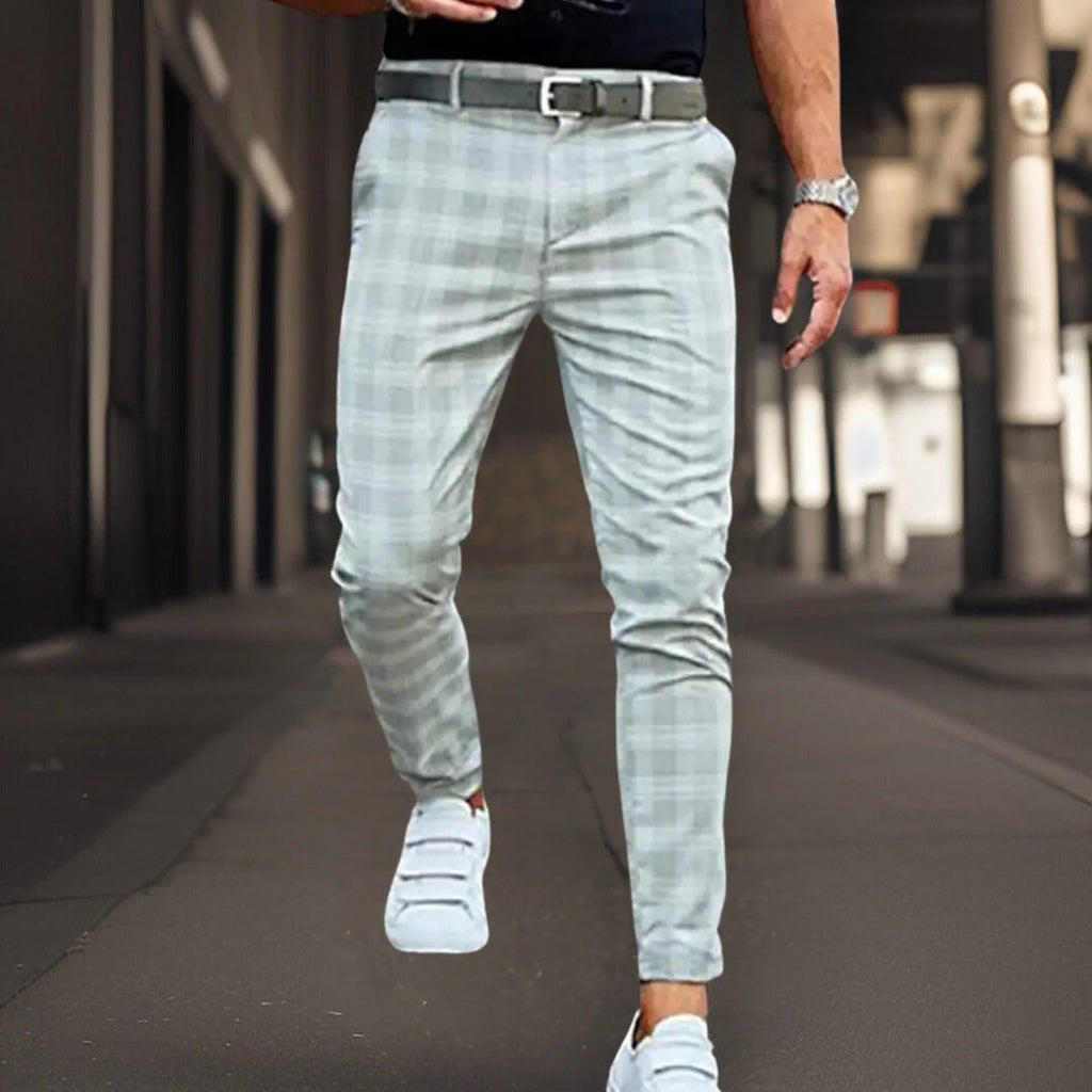 Shopnory | Chinos Slim Fit Baumwollmischung Karomuster Vollständig Smart Lässig
