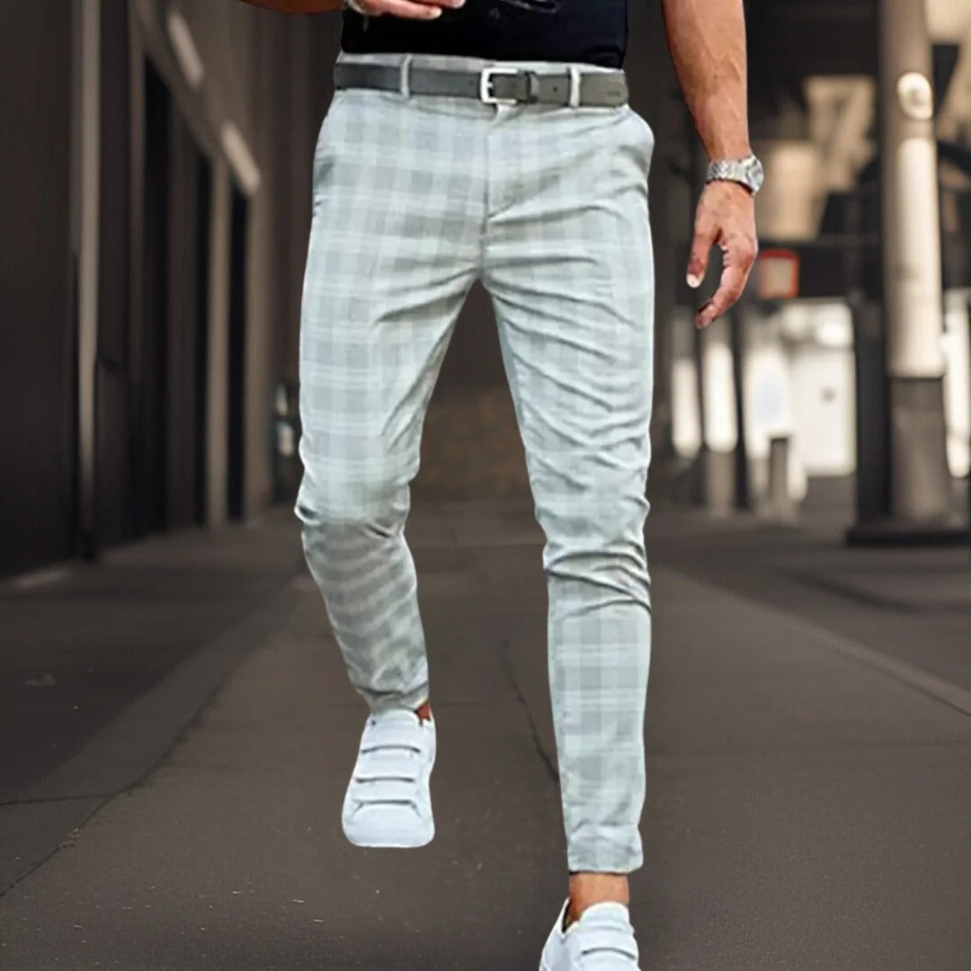 Shopnory | Chinos Slim Fit Baumwollmischung Karomuster Vollständig Smart Lässig