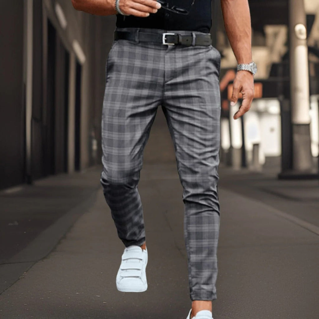 Shopnory | Chinos Slim Fit Baumwollmischung Karomuster Vollständig Smart Lässig