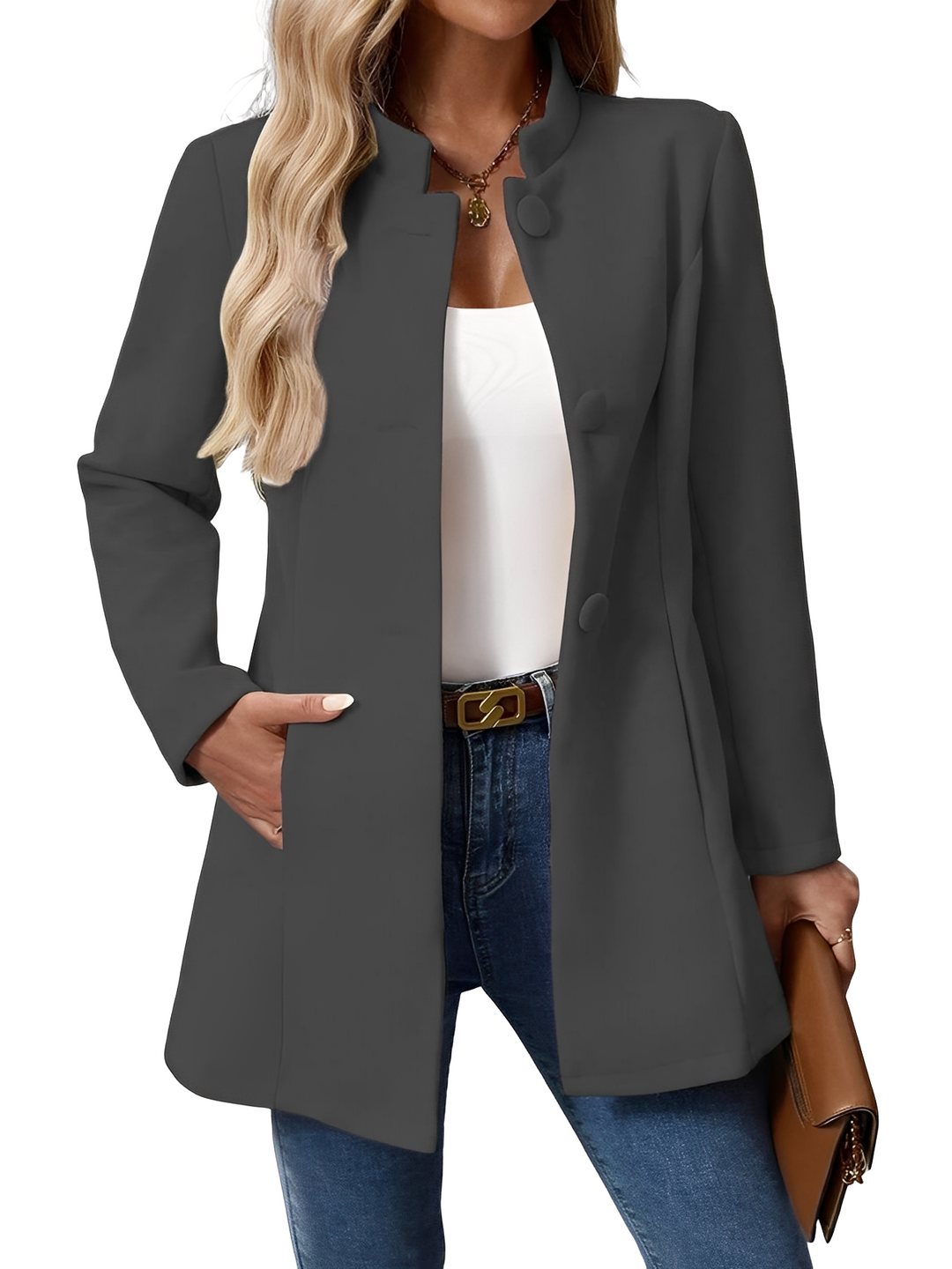 Moderne, figurbetonte Damenjacke mit Knöpfen