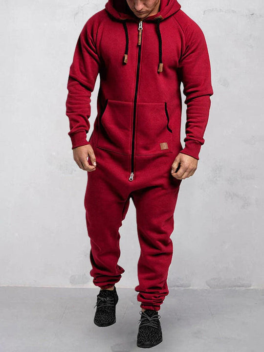 Jumpsuit Fleece Komfort Lässige Passform Kapuze Voller Reißverschluss Taschen
