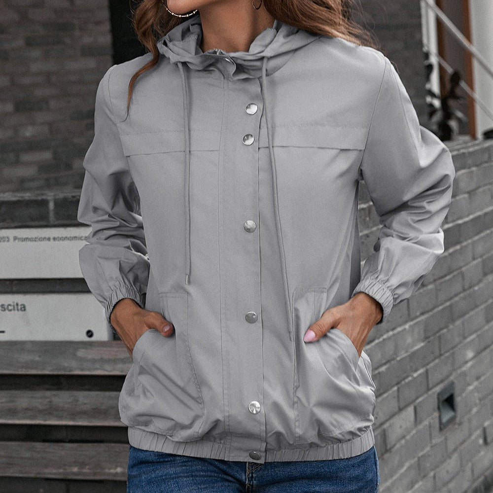 Regenjacke Wasserdicht Winddicht Lockere Passform Kapuze und Taschen