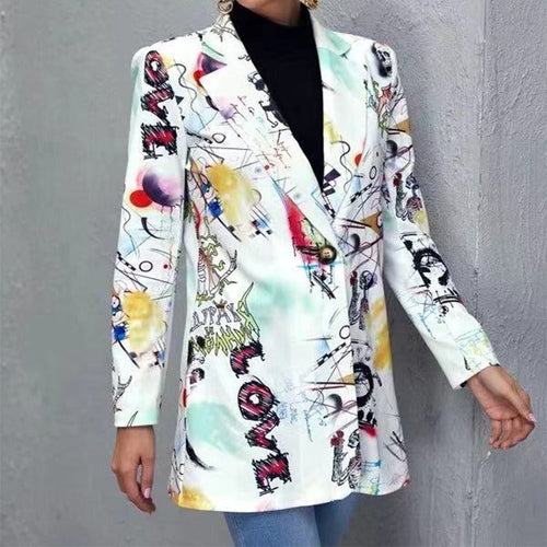 Blazer Maßgeschneiderter Schnitt Einreiher Abstraktes Muster Klassischer Revers