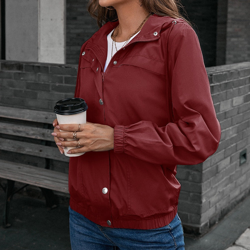 Regenjacke Wasserdicht Winddicht Lockere Passform Kapuze und Taschen