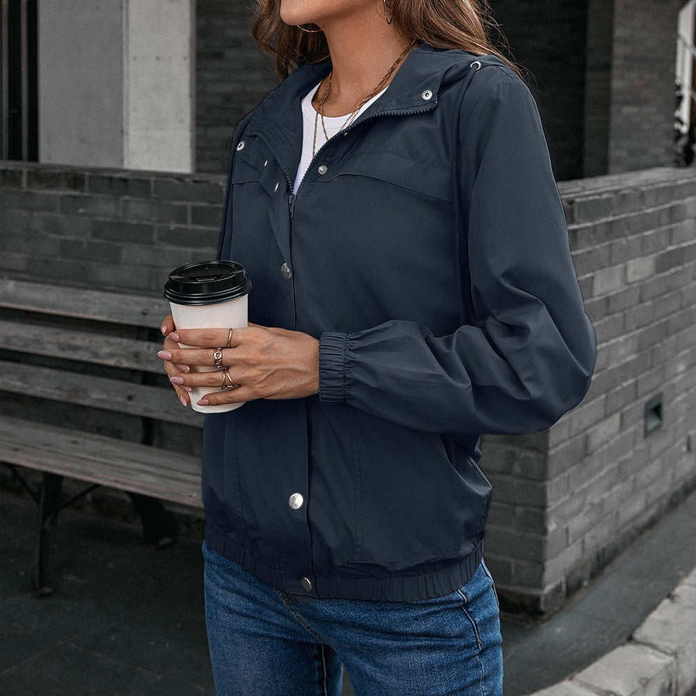Regenjacke Wasserdicht Winddicht Lockere Passform Kapuze und Taschen