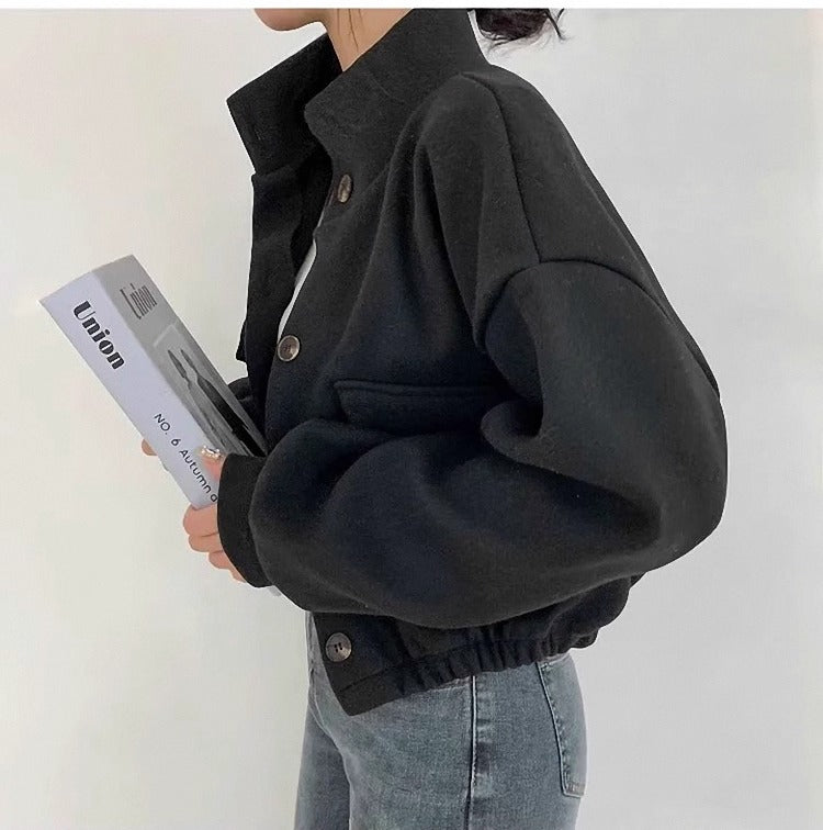 Kurze graue Wolljacke für Frauen Mauwi