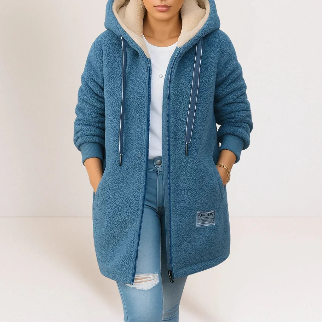 Komfortable und entspannt geschnittene Fleecejacke für Damen mit Kapuze
