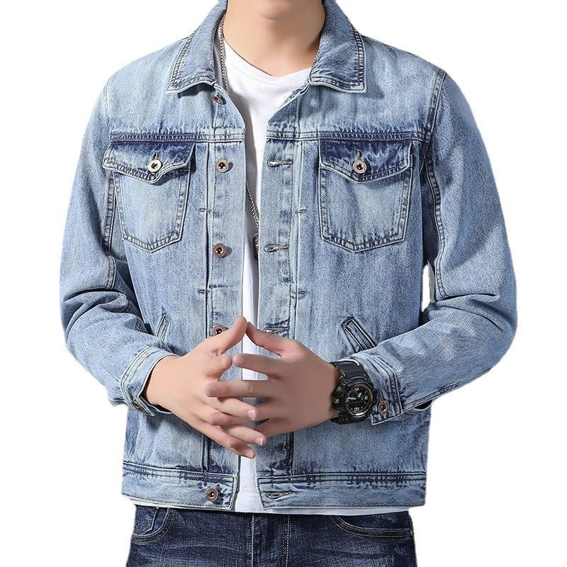 Klassisches Denim Herrenjackett mit Taschen an der Vorderseite