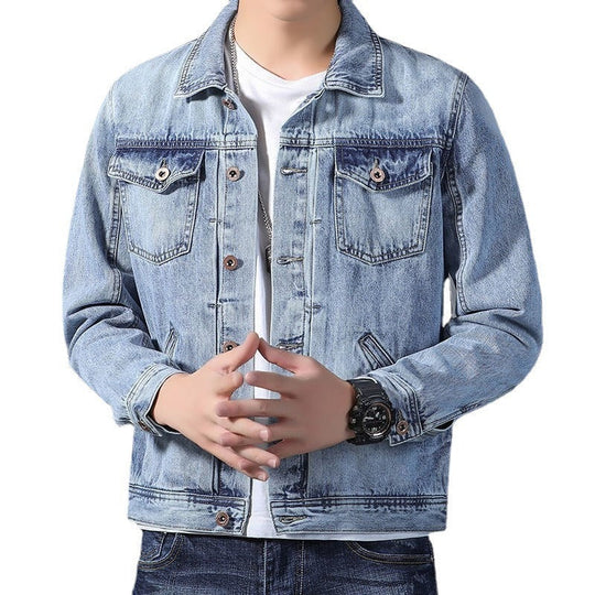 Klassisches Denim Herrenjackett mit Taschen an der Vorderseite