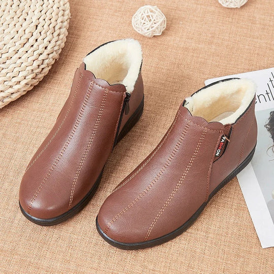 Modische Winterstiefel aus Leder mit Weicher Sohle