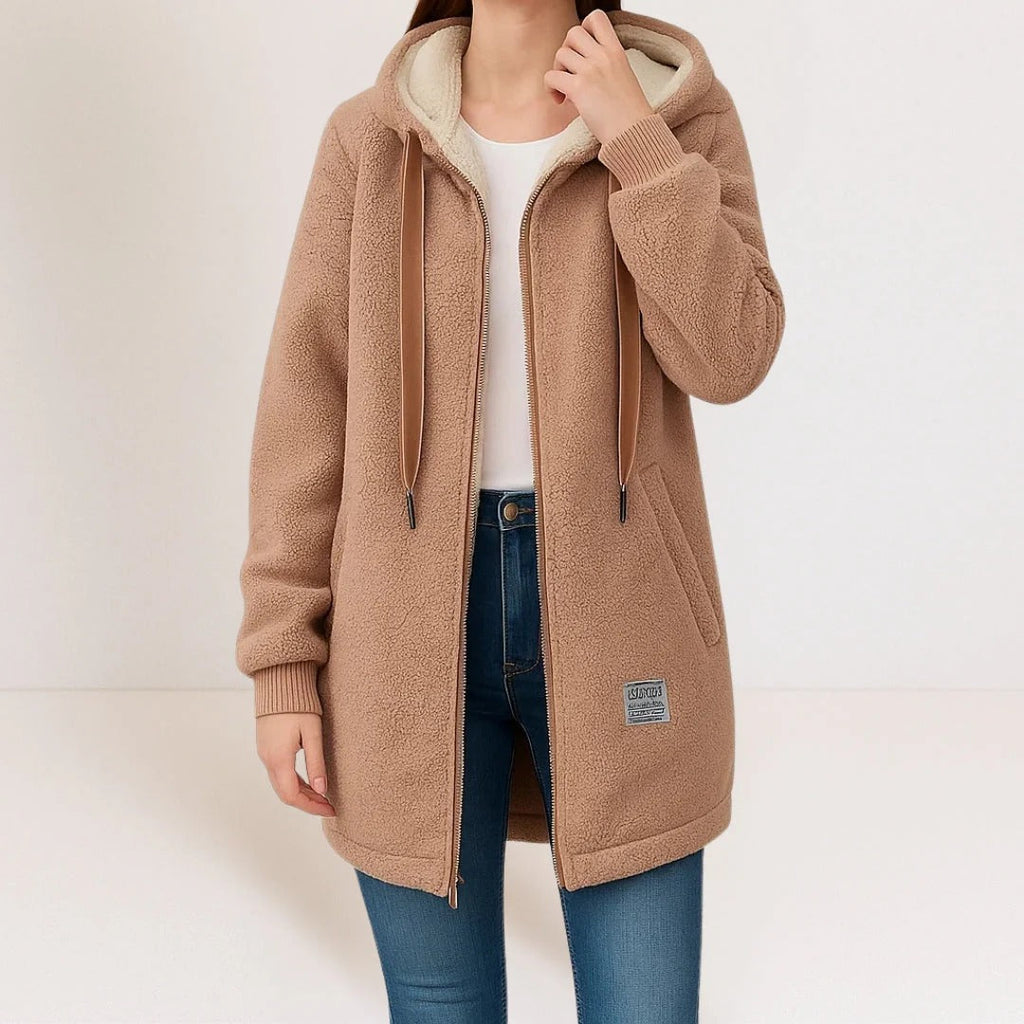 Komfortable und entspannt geschnittene Fleecejacke für Damen mit Kapuze