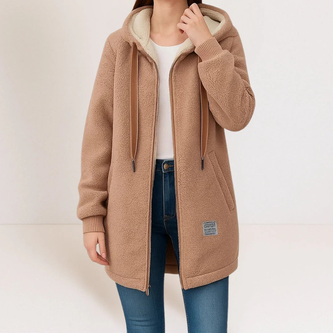 Komfortable und entspannt geschnittene Fleecejacke für Damen mit Kapuze