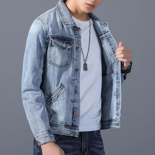 Klassisches Denim Herrenjackett mit Taschen an der Vorderseite
