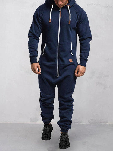 Jumpsuit Fleece Komfort Lässige Passform Kapuze Voller Reißverschluss Taschen