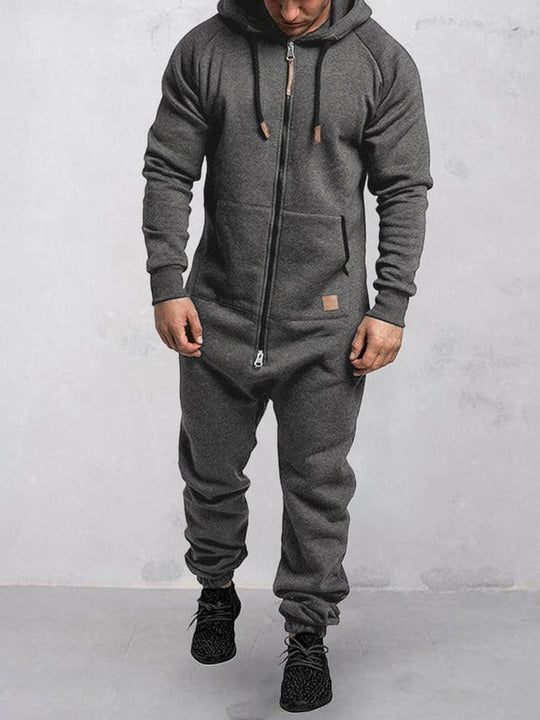 Jumpsuit Fleece Komfort Lässige Passform Kapuze Voller Reißverschluss Taschen