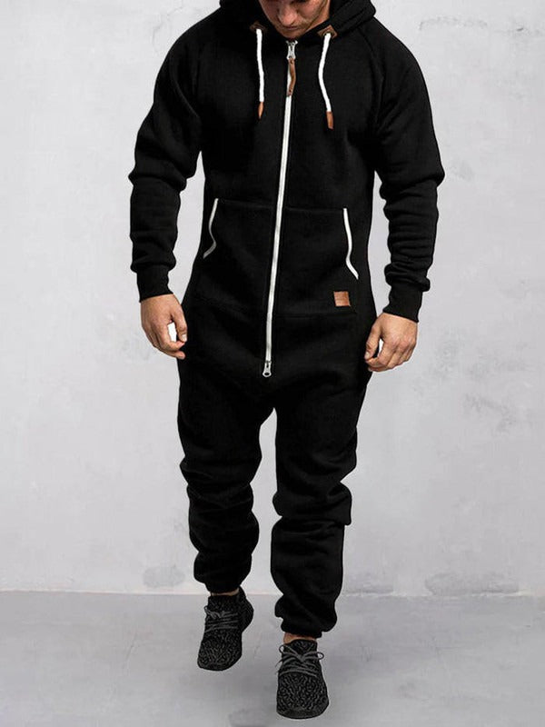 Jumpsuit Fleece Komfort Lässige Passform Kapuze Voller Reißverschluss Taschen