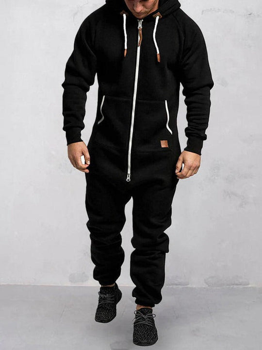 Jumpsuit Fleece Komfort Lässige Passform Kapuze Voller Reißverschluss Taschen