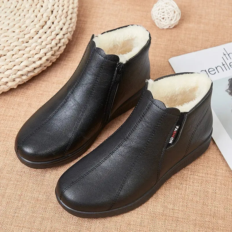 Modische Winterstiefel aus Leder mit Weicher Sohle